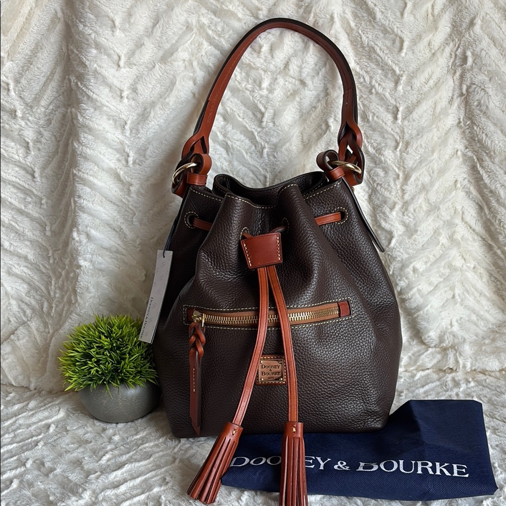 Dooney & Bourke Brown Hobo Bag with Leather Tassels